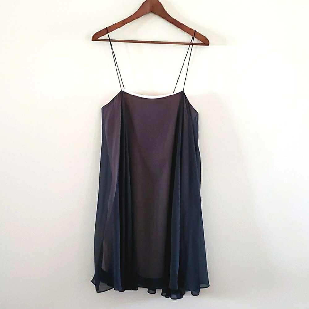RW&CO Black Flowy Chiffon Dress NWT Spaghetti Strap Blush Lining 8